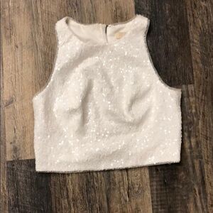 Sparkling White Sequin Tank Top